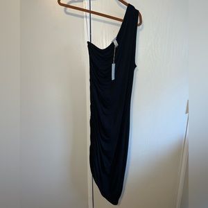NWT A New Day Black One Shoulder Ruched Body con Dress Size Medium